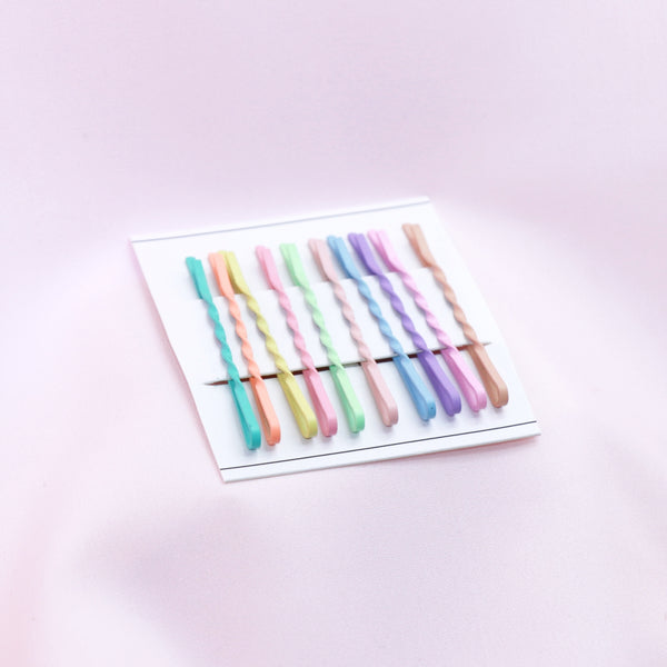 Rainbow Twist Hair Pins – 10pc Set